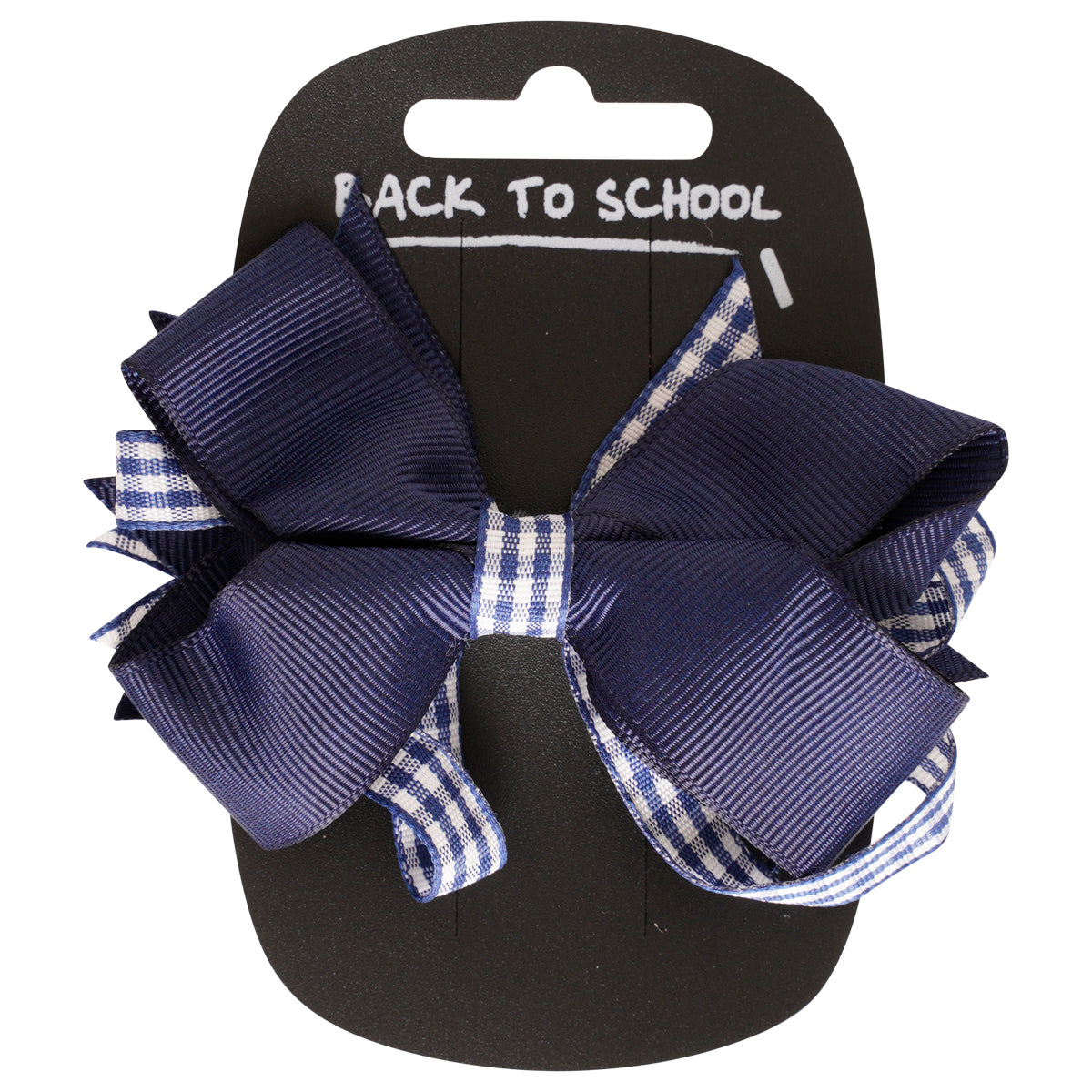 UNV Navy/Gingham Bow Clip