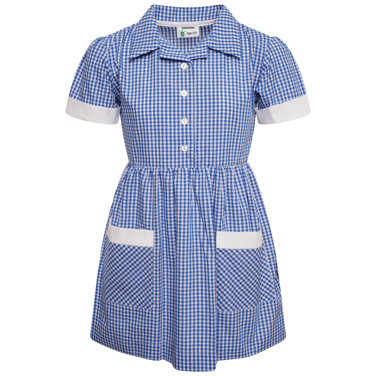 Ayr Gingham Summer Dress Sky/White