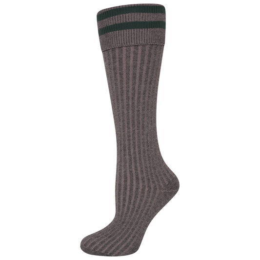 Long Grey Socks with Green Turnover
