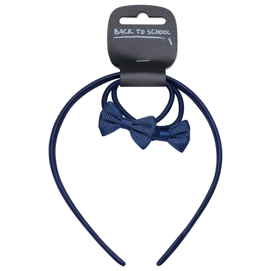 UNV301 Navy Alice Bow Band with Bobble