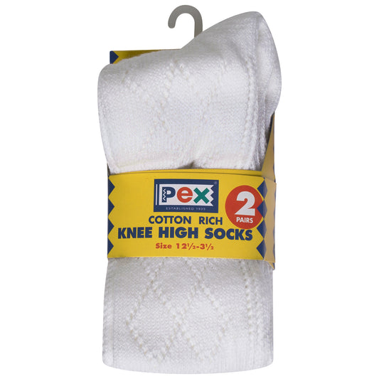 UNV White PEX Knee High Diamond Socks